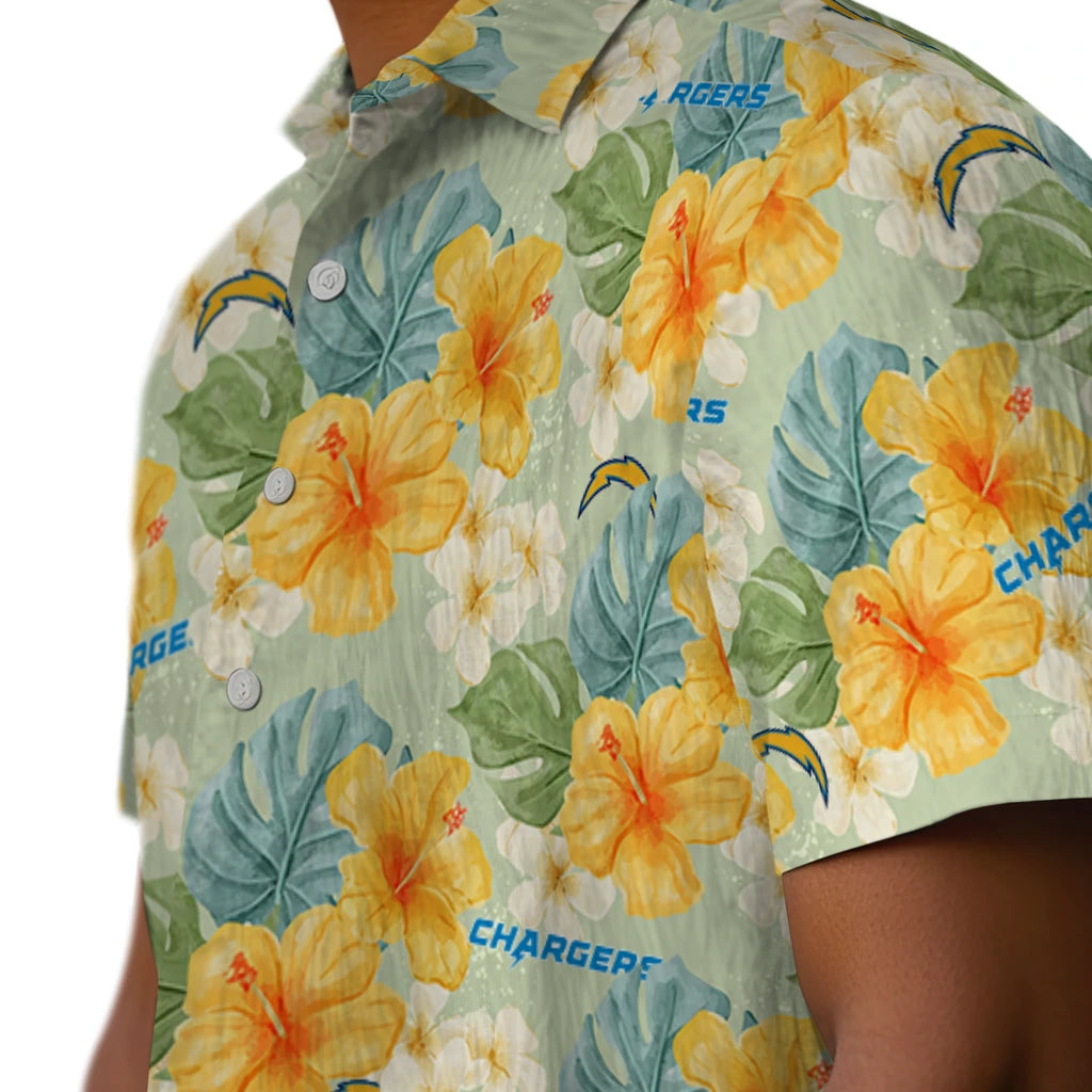 Los Angeles Chargers Hawaiian Shirt - Hibiscus Mood | Moonbestprint
