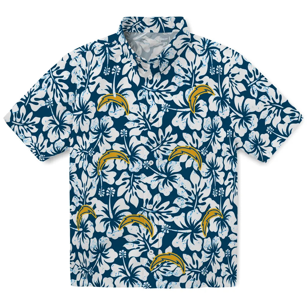Los Angeles Chargers Hawaiian Shirt - Hibiscus Motif | Moonbestprint