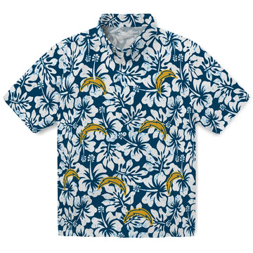 Los Angeles Chargers Hawaiian Shirt - Hibiscus Motif | Moonbestprint