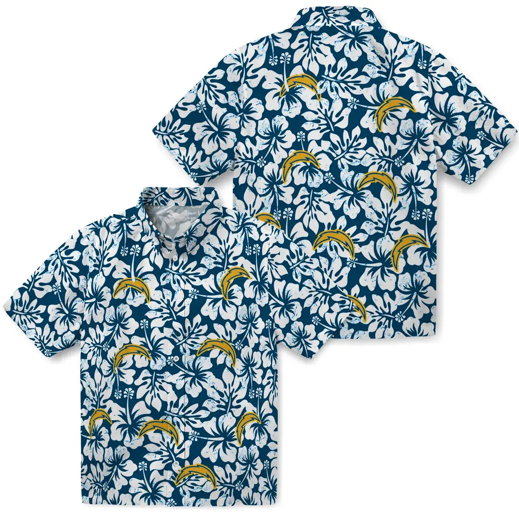 Los Angeles Chargers Hawaiian Shirt - Hibiscus Motif | Moonbestprint