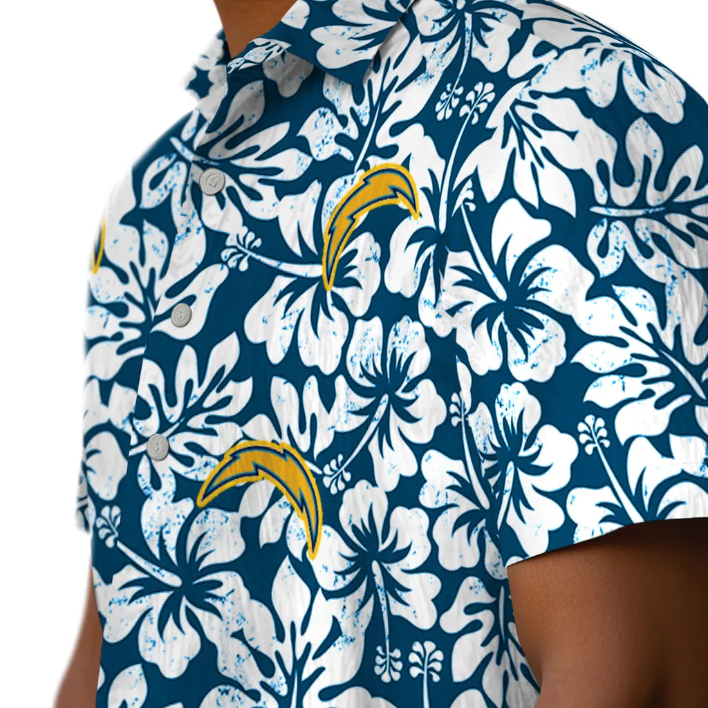 Los Angeles Chargers Hawaiian Shirt - Hibiscus Motif | Moonbestprint
