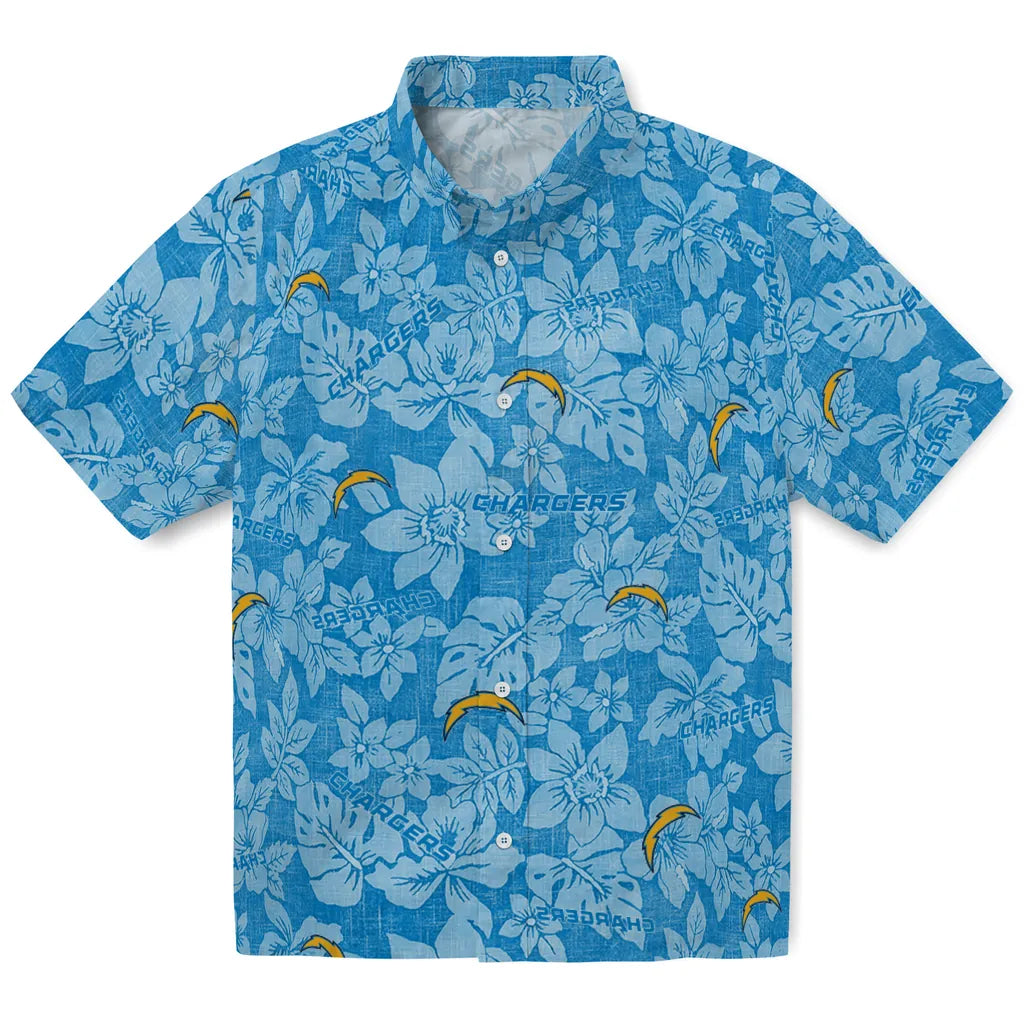 Los Angeles Chargers Hawaiian Shirt - Hibiscus Oasis | Moonbestprint