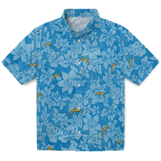 Los Angeles Chargers Hawaiian Shirt - Hibiscus Oasis | Moonbestprint