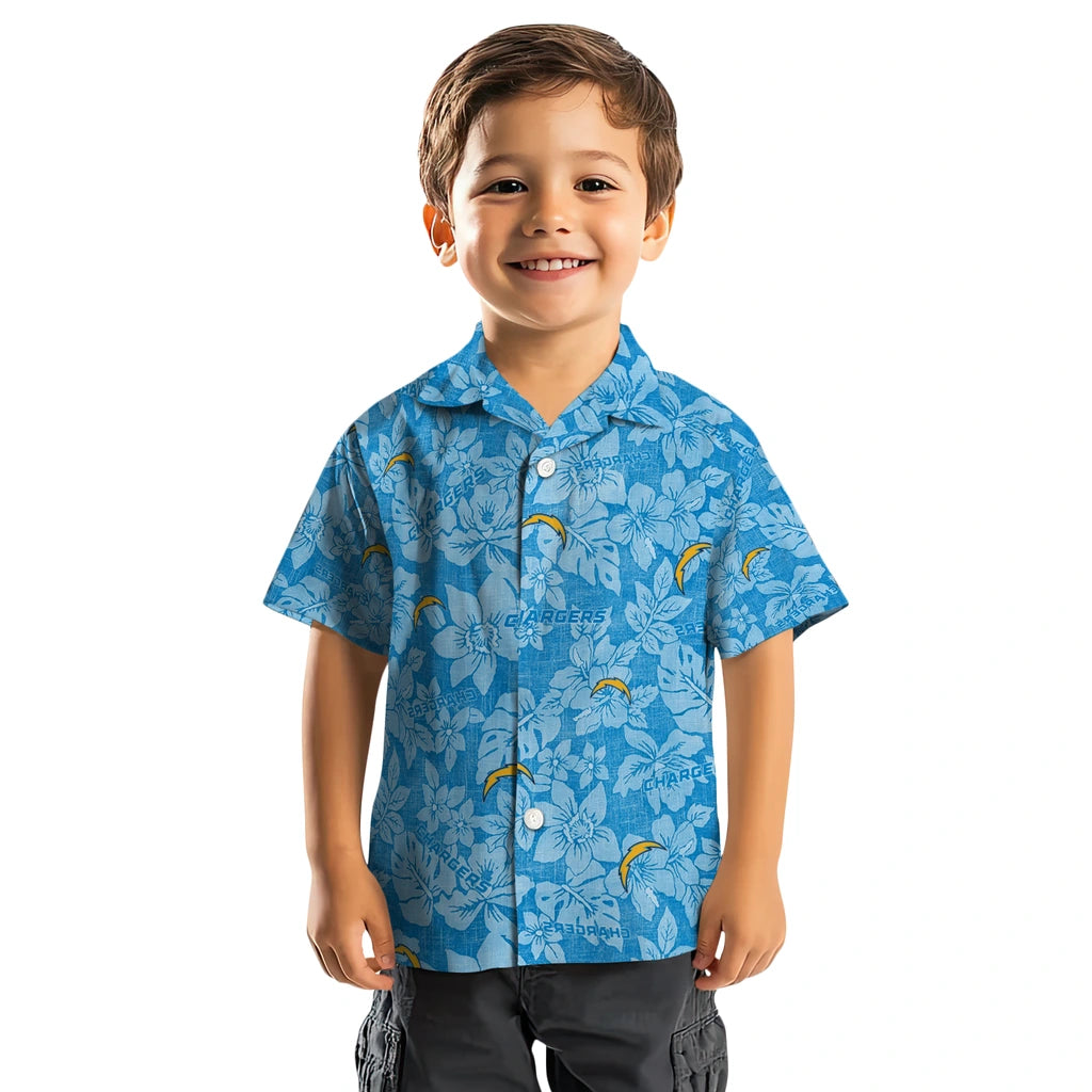 Los Angeles Chargers Hawaiian Shirt - Hibiscus Oasis | Moonbestprint