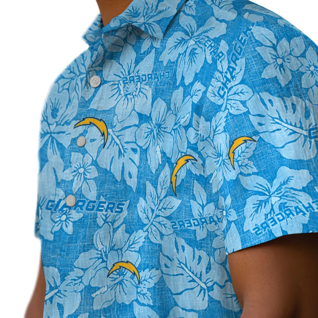 Los Angeles Chargers Hawaiian Shirt - Hibiscus Oasis | Moonbestprint
