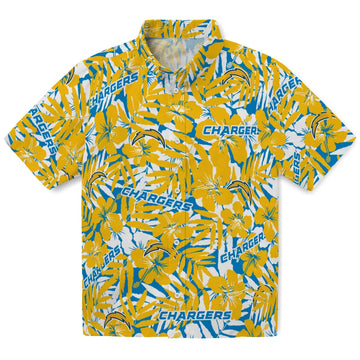 Los Angeles Chargers Hawaiian Shirt - Hibiscus Overlay | Moonbestprint
