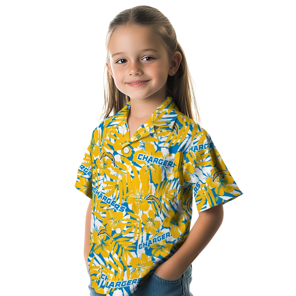 Los Angeles Chargers Hawaiian Shirt - Hibiscus Overlay | Moonbestprint
