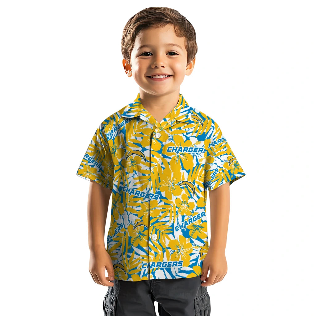 Los Angeles Chargers Hawaiian Shirt - Hibiscus Overlay | Moonbestprint