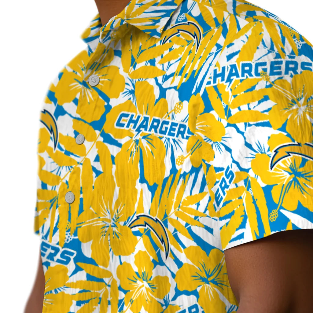 Los Angeles Chargers Hawaiian Shirt - Hibiscus Overlay | Moonbestprint