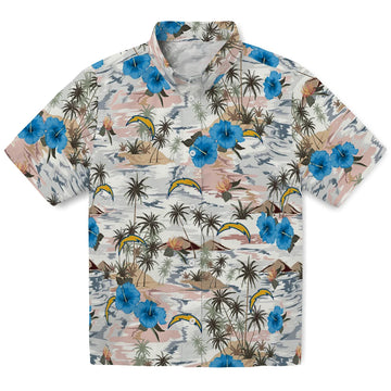 Los Angeles Chargers Hawaiian Shirt - Hibiscus Seaside | Moonbestprint