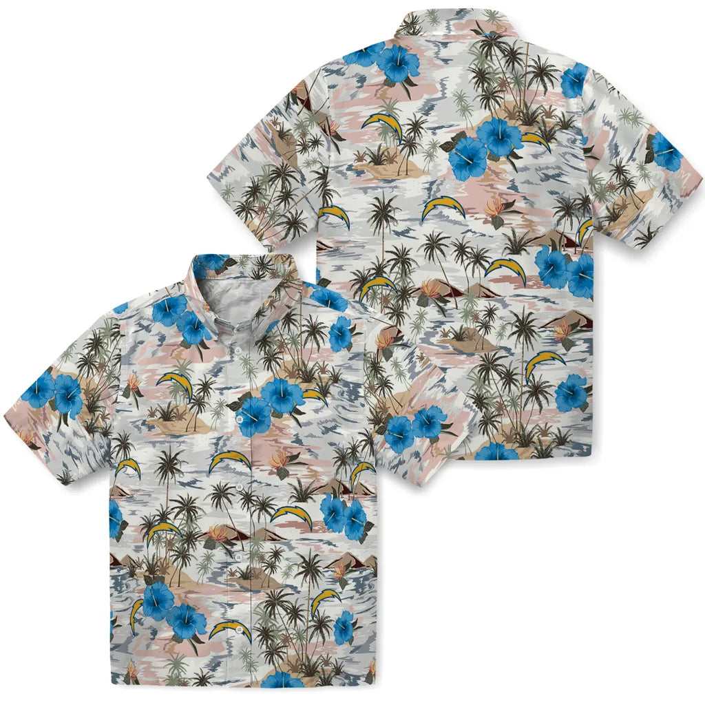 Los Angeles Chargers Hawaiian Shirt - Hibiscus Seaside | Moonbestprint