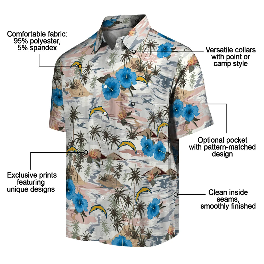 Los Angeles Chargers Hawaiian Shirt - Hibiscus Seaside | Moonbestprint