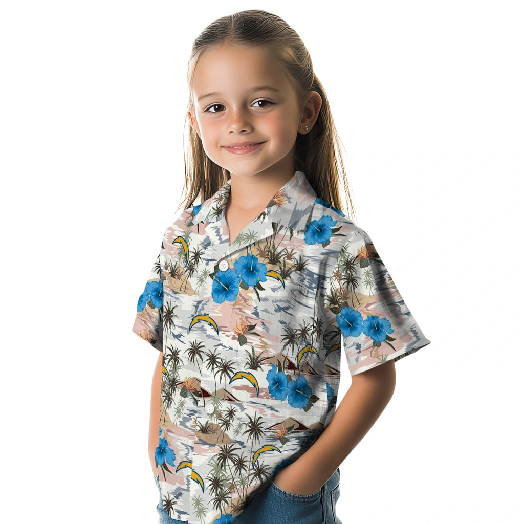 Los Angeles Chargers Hawaiian Shirt - Hibiscus Seaside | Moonbestprint