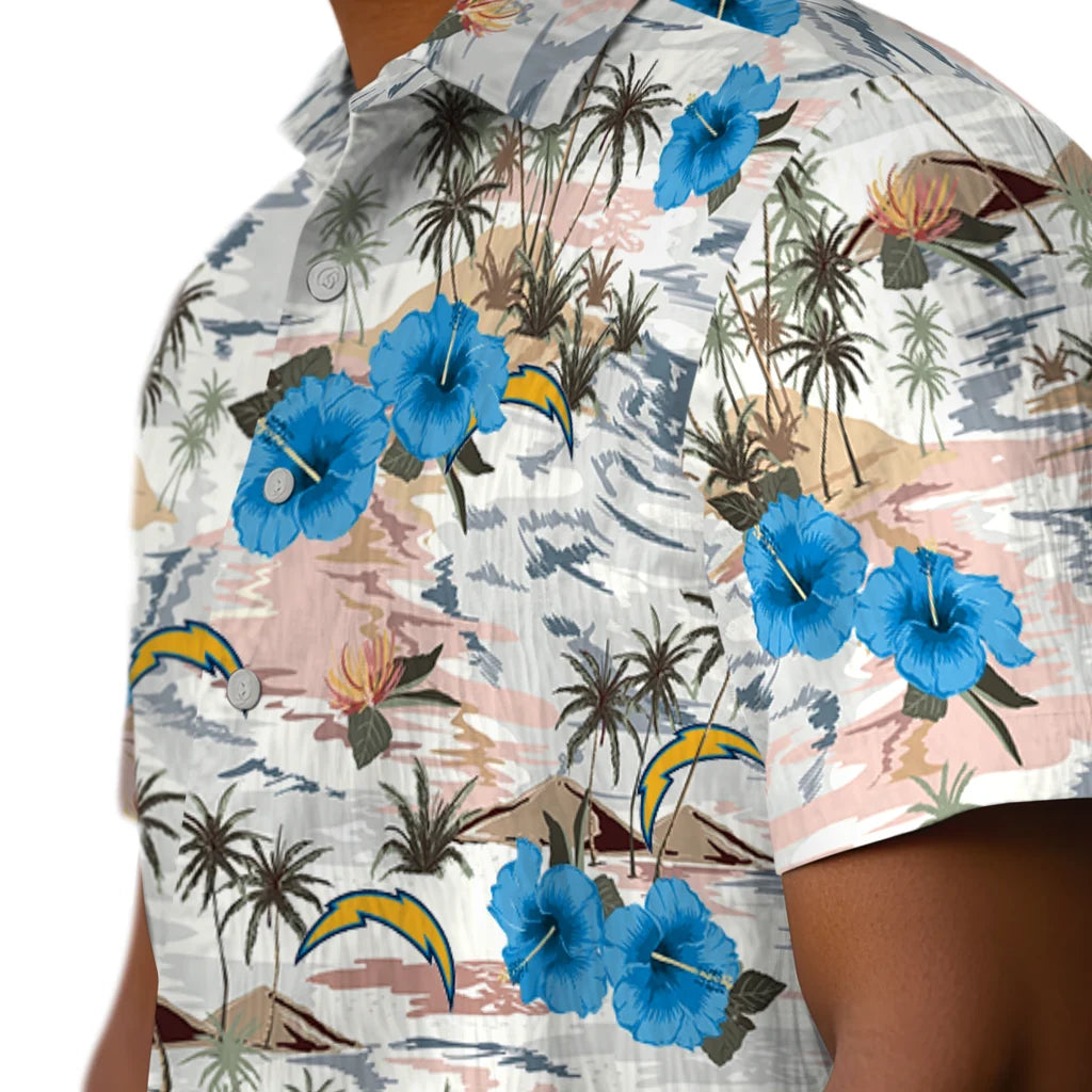 Los Angeles Chargers Hawaiian Shirt - Hibiscus Seaside | Moonbestprint