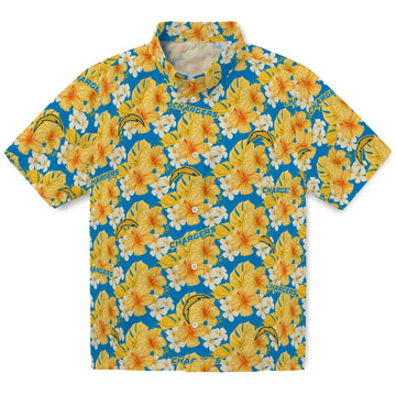 Los Angeles Chargers Hawaiian Shirt - Hibiscus Tropics | Moonbestprint