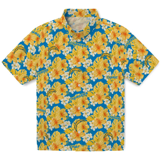 Los Angeles Chargers Hawaiian Shirt - Hibiscus Tropics | Moonbestprint