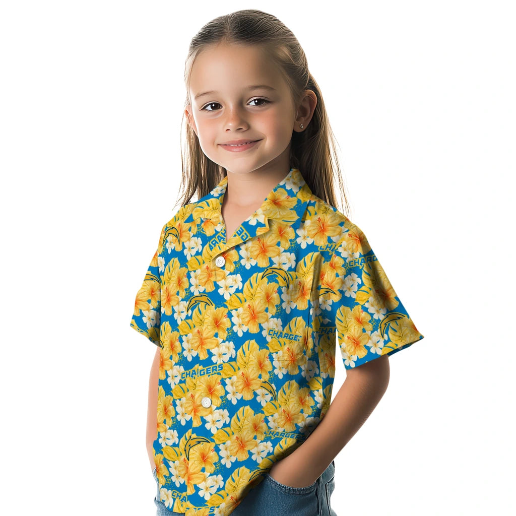Los Angeles Chargers Hawaiian Shirt - Hibiscus Tropics | Moonbestprint