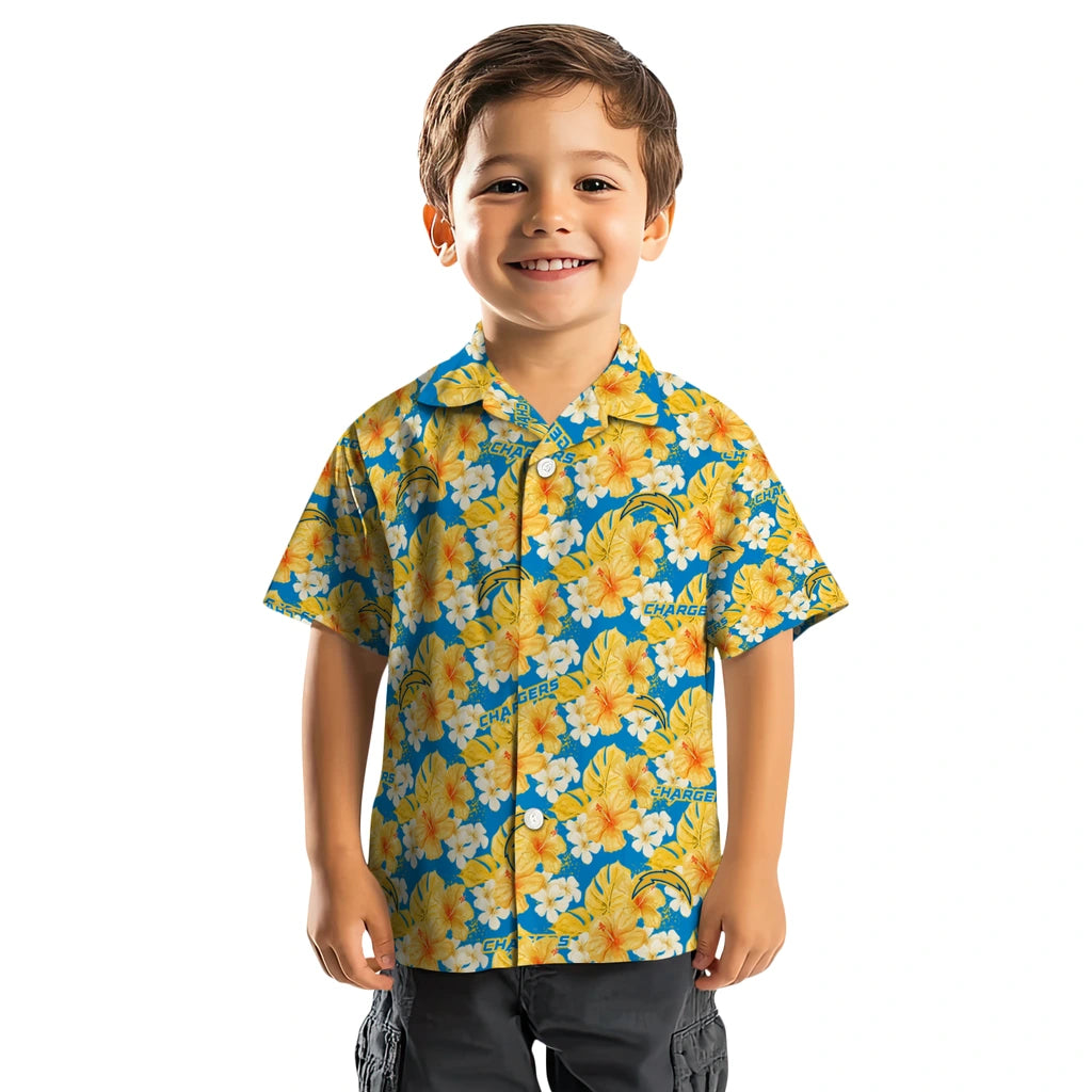 Los Angeles Chargers Hawaiian Shirt - Hibiscus Tropics | Moonbestprint