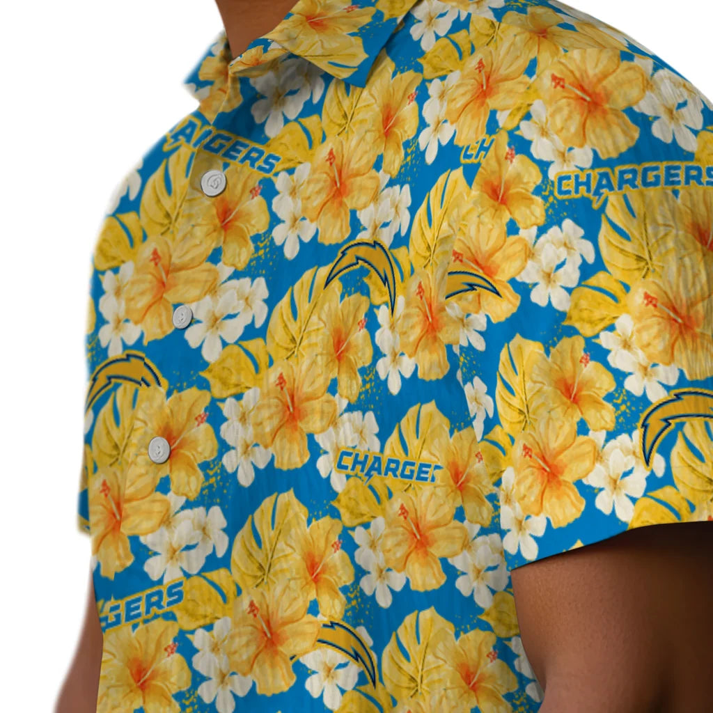 Los Angeles Chargers Hawaiian Shirt - Hibiscus Tropics | Moonbestprint