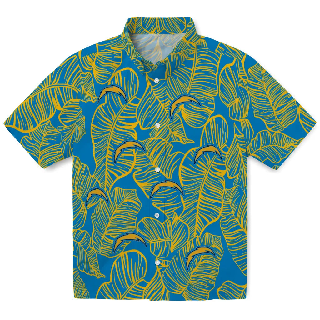 Los Angeles Chargers Hawaiian Shirt - Leaf Outline | Moonbestprint