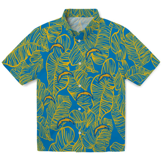 Los Angeles Chargers Hawaiian Shirt - Leaf Outline | Moonbestprint
