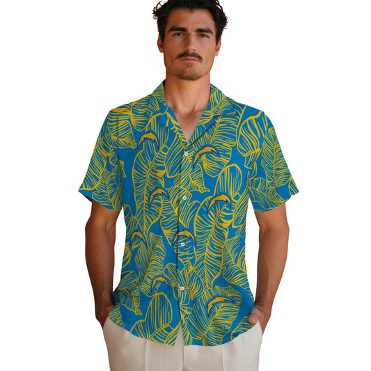 Los Angeles Chargers Hawaiian Shirt - Leaf Outline | Moonbestprint