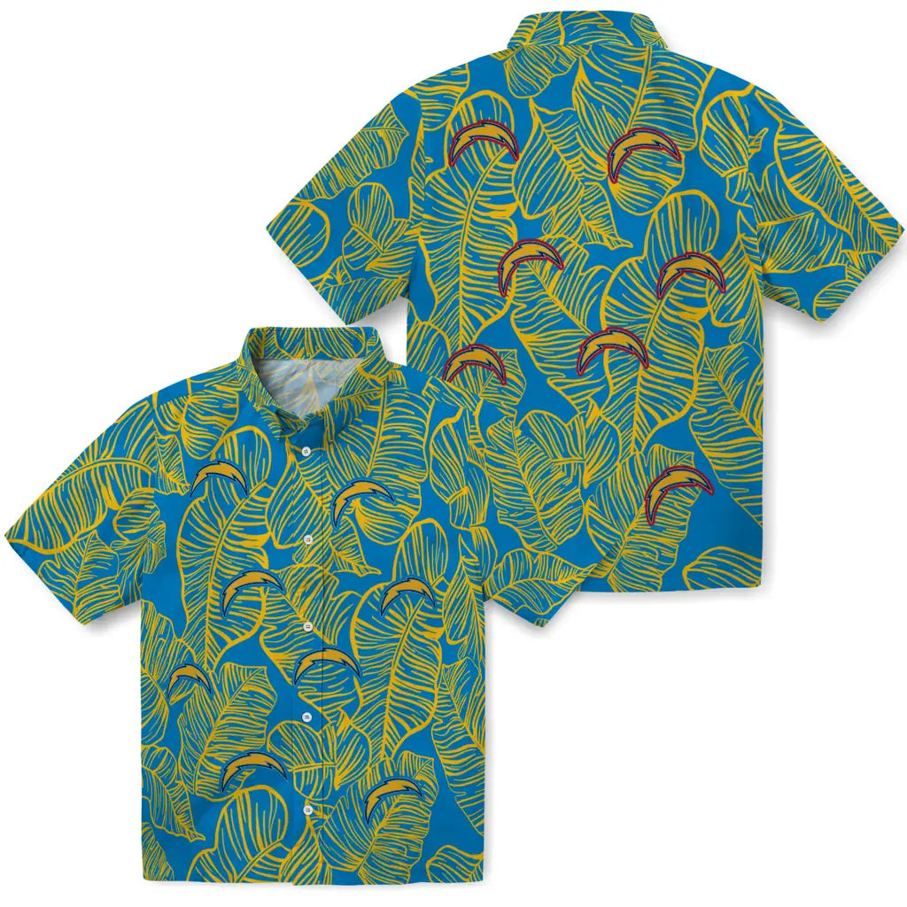 Los Angeles Chargers Hawaiian Shirt - Leaf Outline | Moonbestprint