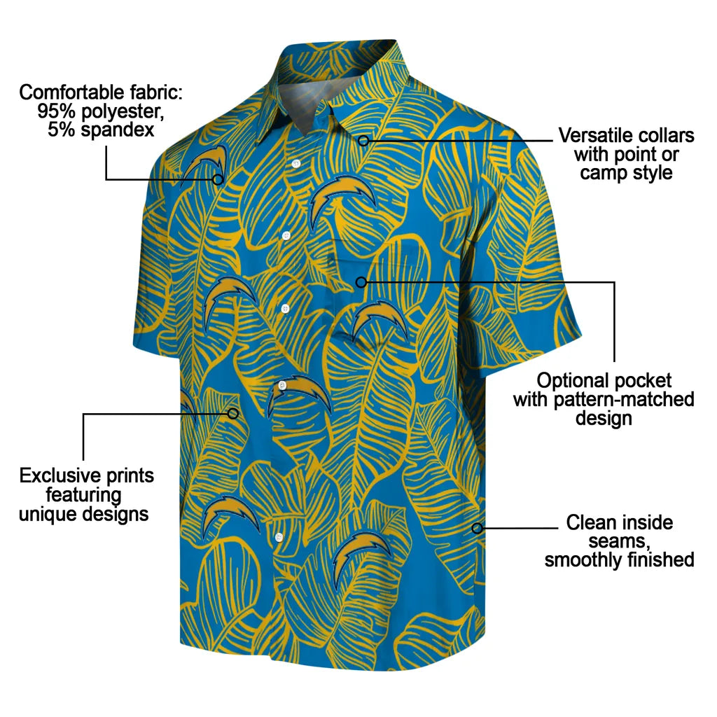 Los Angeles Chargers Hawaiian Shirt - Leaf Outline | Moonbestprint