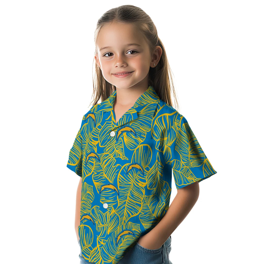Los Angeles Chargers Hawaiian Shirt - Leaf Outline | Moonbestprint
