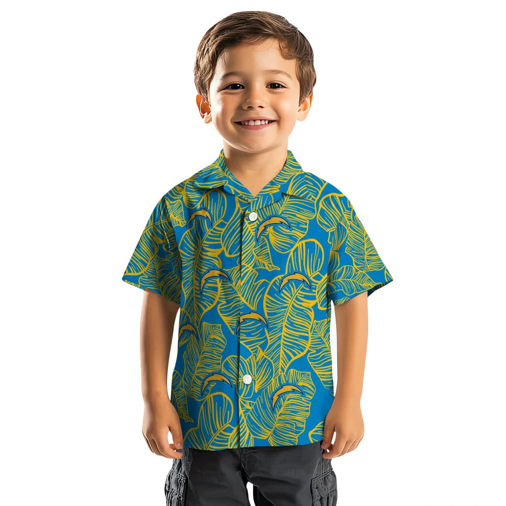 Los Angeles Chargers Hawaiian Shirt - Leaf Outline | Moonbestprint