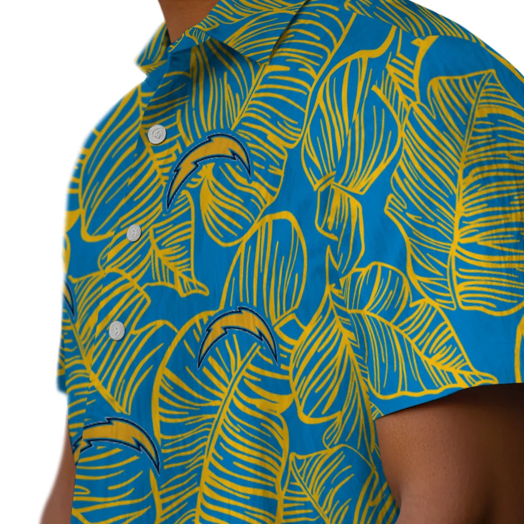 Los Angeles Chargers Hawaiian Shirt - Leaf Outline | Moonbestprint