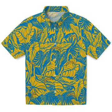 Los Angeles Chargers Hawaiian Shirt - Monstera Layer | Moonbestprint