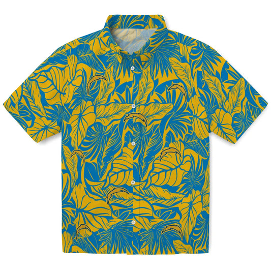 Los Angeles Chargers Hawaiian Shirt - Monstera Layer | Moonbestprint