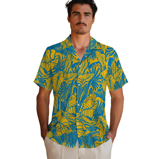 Los Angeles Chargers Hawaiian Shirt - Monstera Layer | Moonbestprint