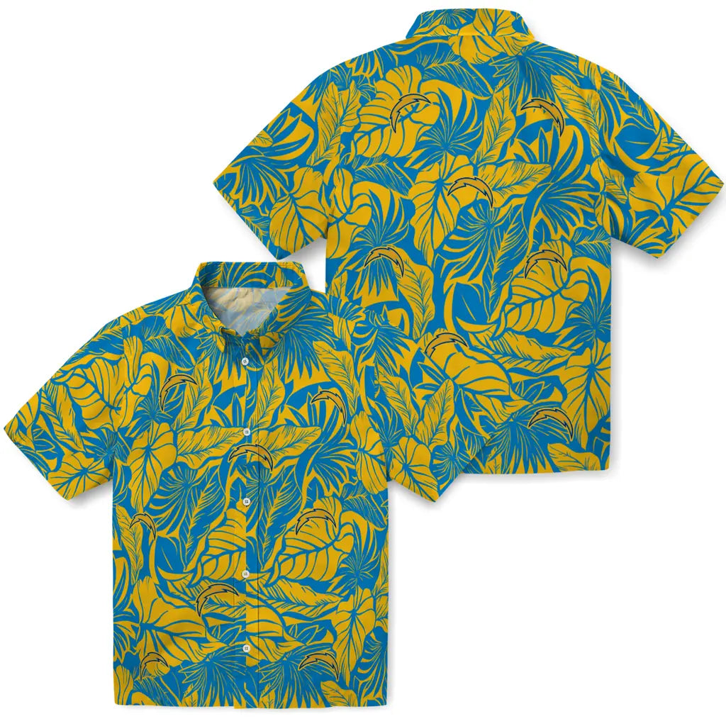 Los Angeles Chargers Hawaiian Shirt - Monstera Layer | Moonbestprint