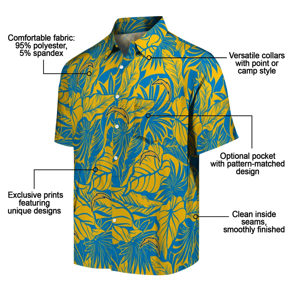 Los Angeles Chargers Hawaiian Shirt - Monstera Layer | Moonbestprint