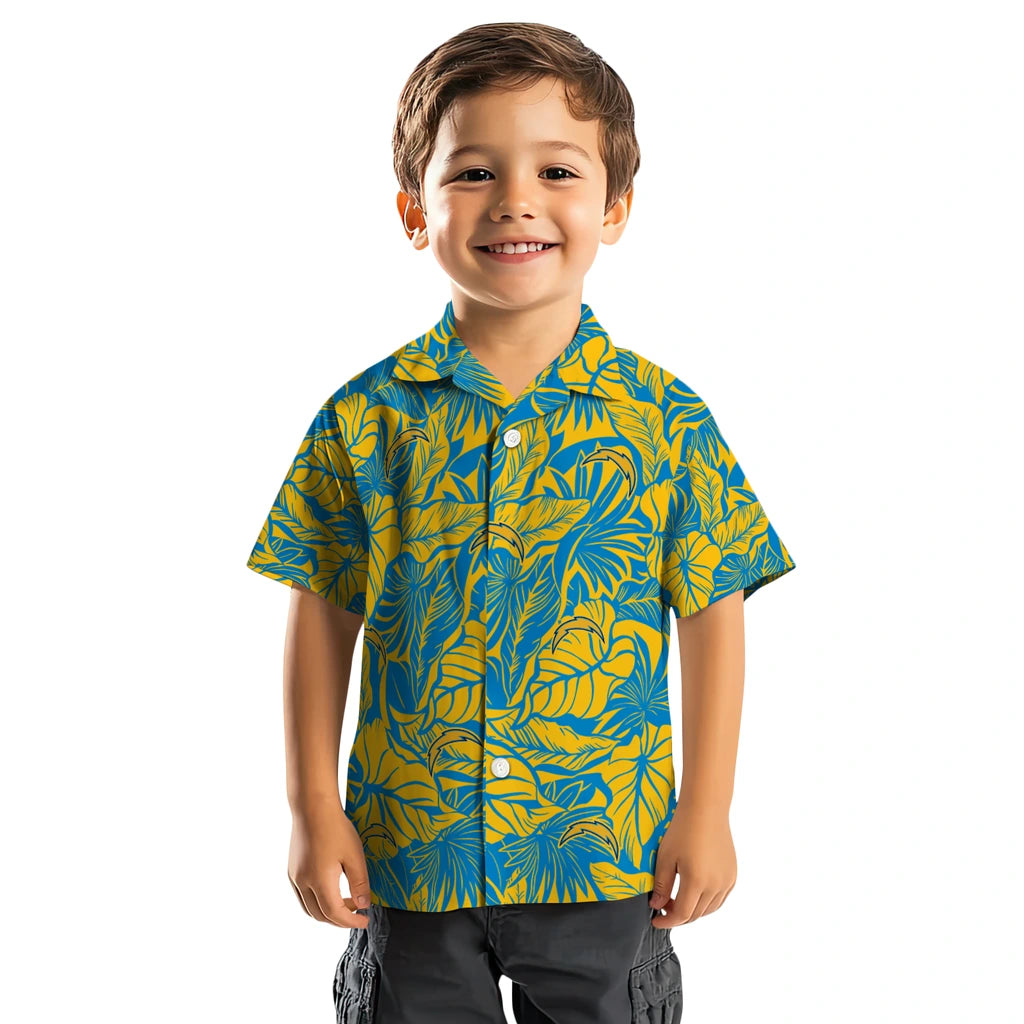 Los Angeles Chargers Hawaiian Shirt - Monstera Layer | Moonbestprint