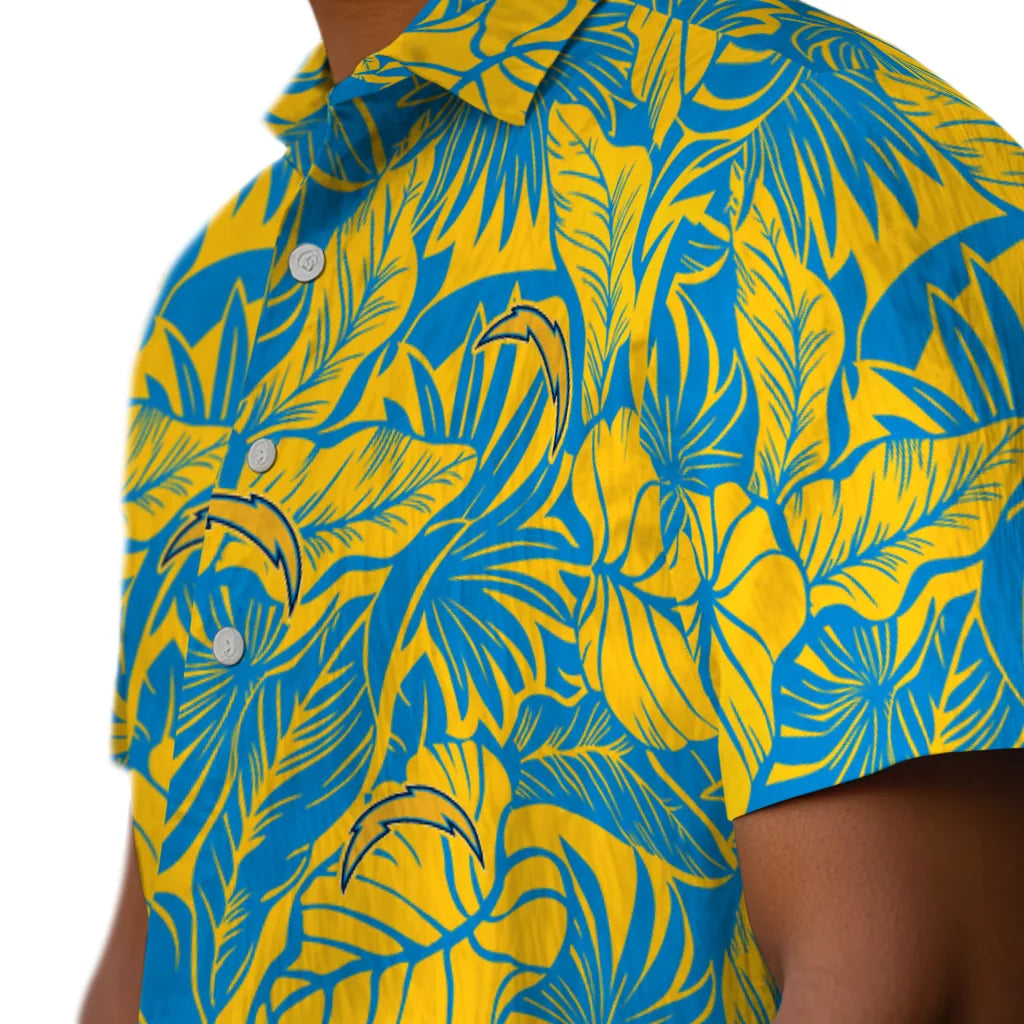 Los Angeles Chargers Hawaiian Shirt - Monstera Layer | Moonbestprint
