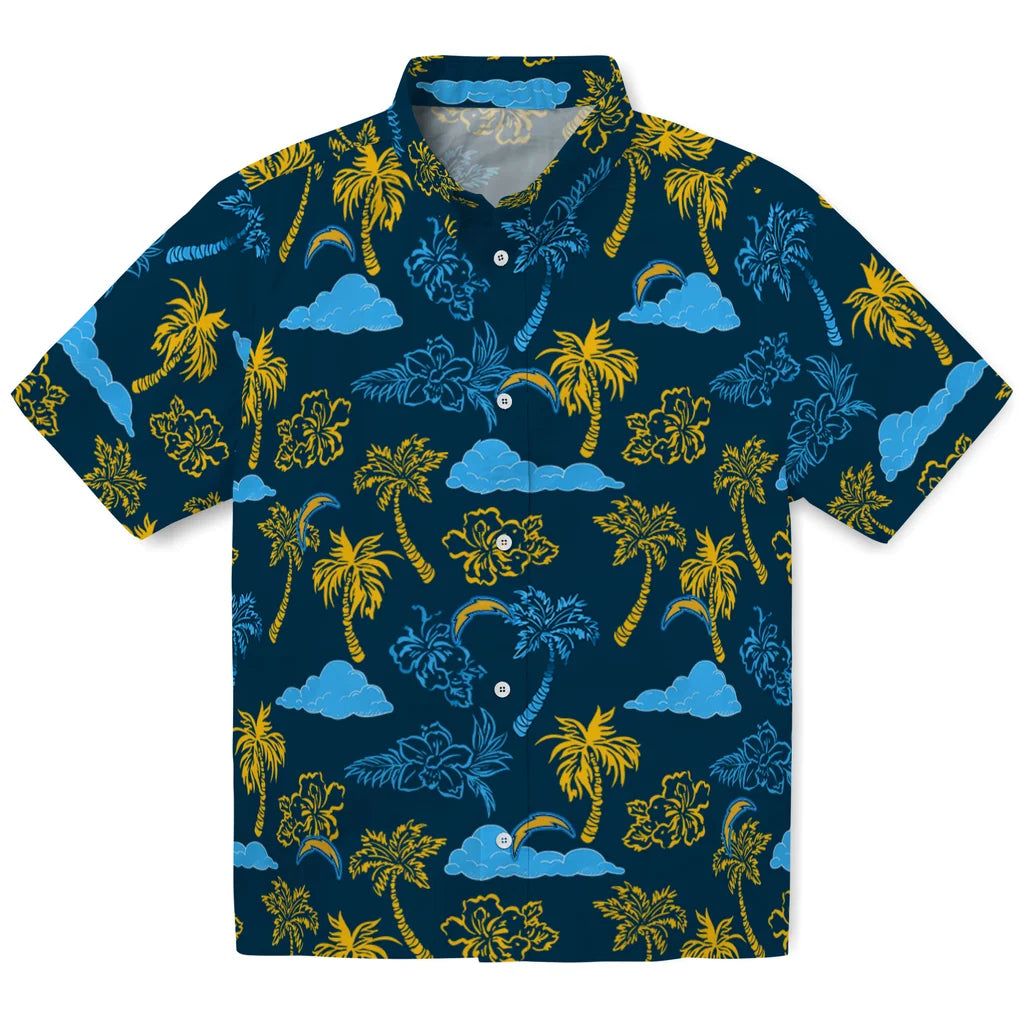 Los Angeles Chargers Hawaiian Shirt - Palm And Clouds | Moonbestprint