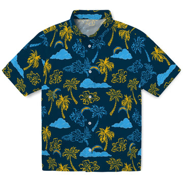 Los Angeles Chargers Hawaiian Shirt - Palm And Clouds | Moonbestprint