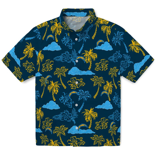 Los Angeles Chargers Hawaiian Shirt - Palm And Clouds | Moonbestprint