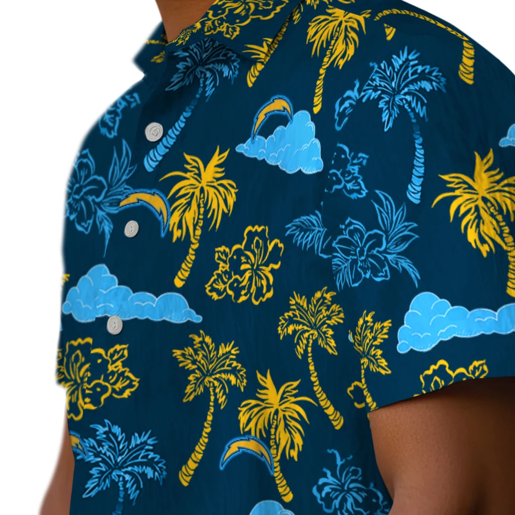 Los Angeles Chargers Hawaiian Shirt - Palm And Clouds | Moonbestprint