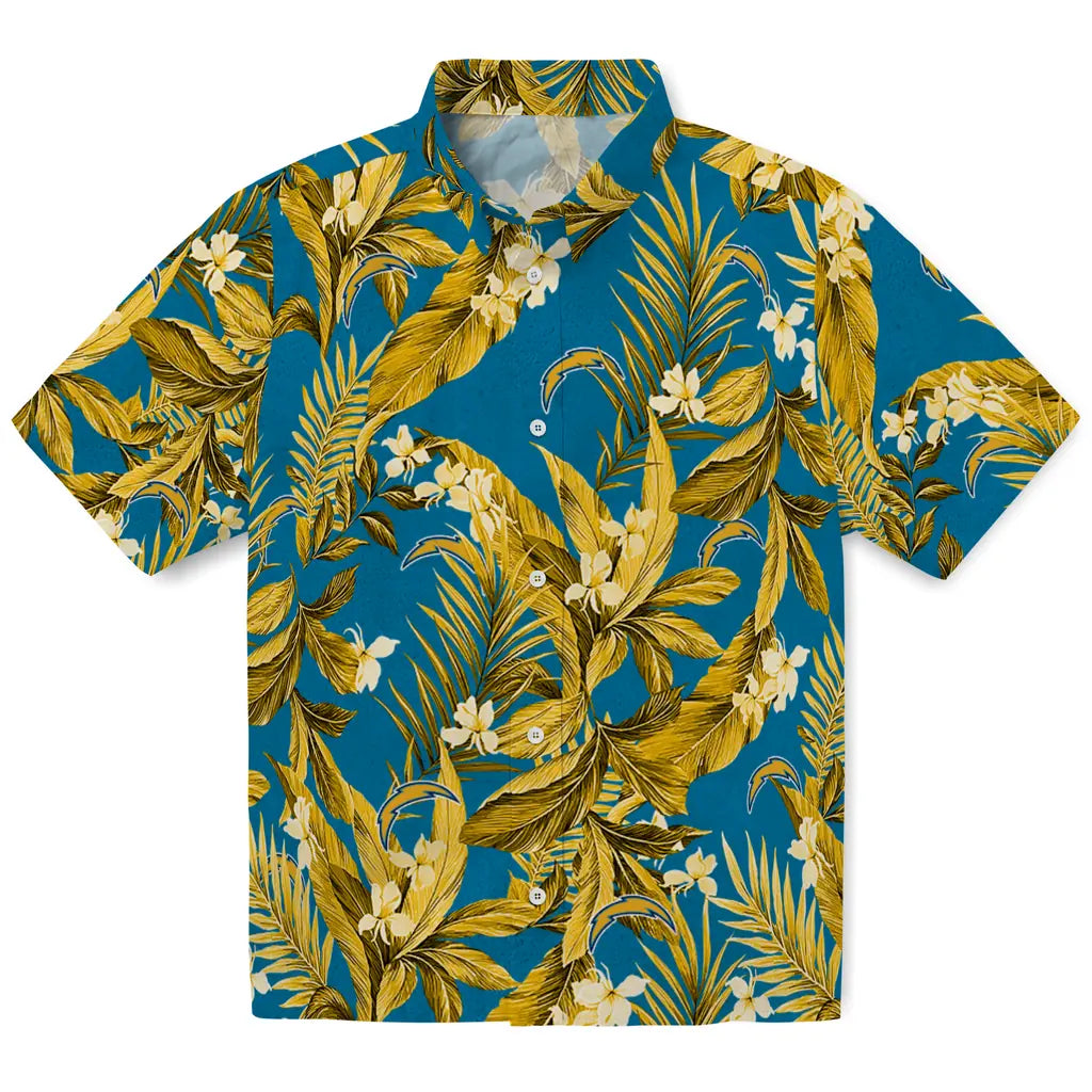 Los Angeles Chargers Hawaiian Shirt - Palm Leaves | Moonbestprint