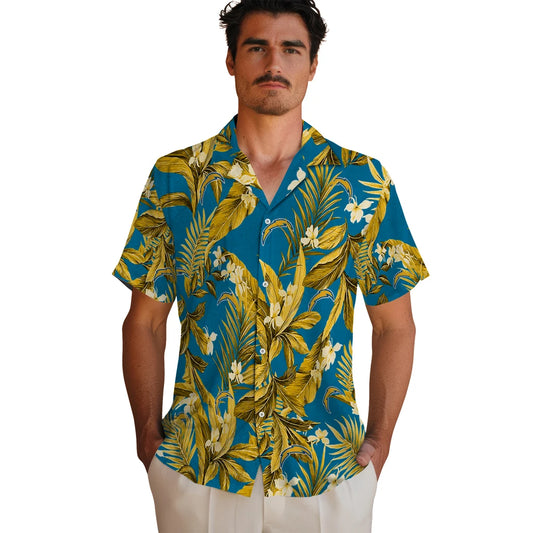 Los Angeles Chargers Hawaiian Shirt - Palm Leaves | Moonbestprint