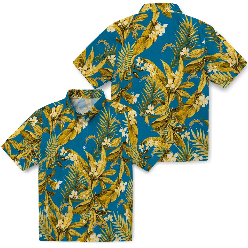 Los Angeles Chargers Hawaiian Shirt - Palm Leaves | Moonbestprint