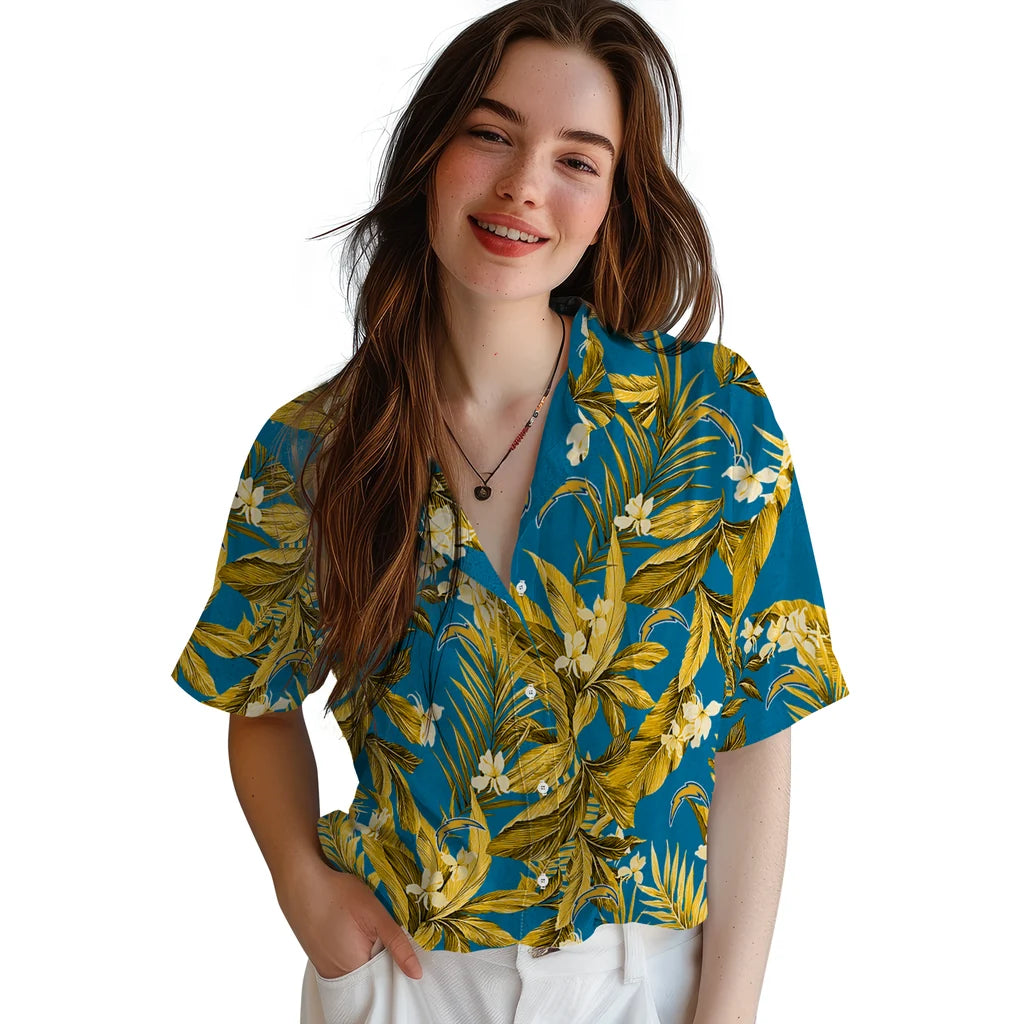 Los Angeles Chargers Hawaiian Shirt - Palm Leaves | Moonbestprint