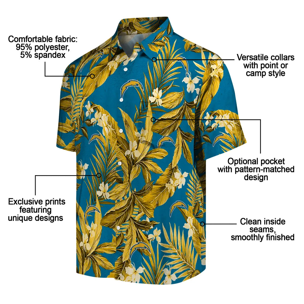 Los Angeles Chargers Hawaiian Shirt - Palm Leaves | Moonbestprint