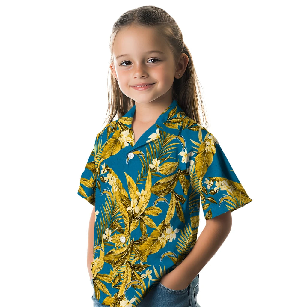 Los Angeles Chargers Hawaiian Shirt - Palm Leaves | Moonbestprint