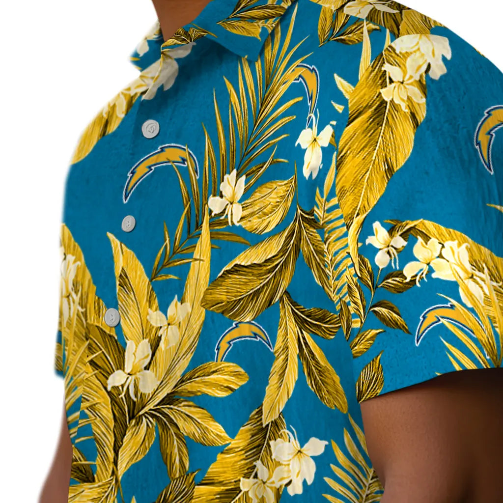 Los Angeles Chargers Hawaiian Shirt - Palm Leaves | Moonbestprint