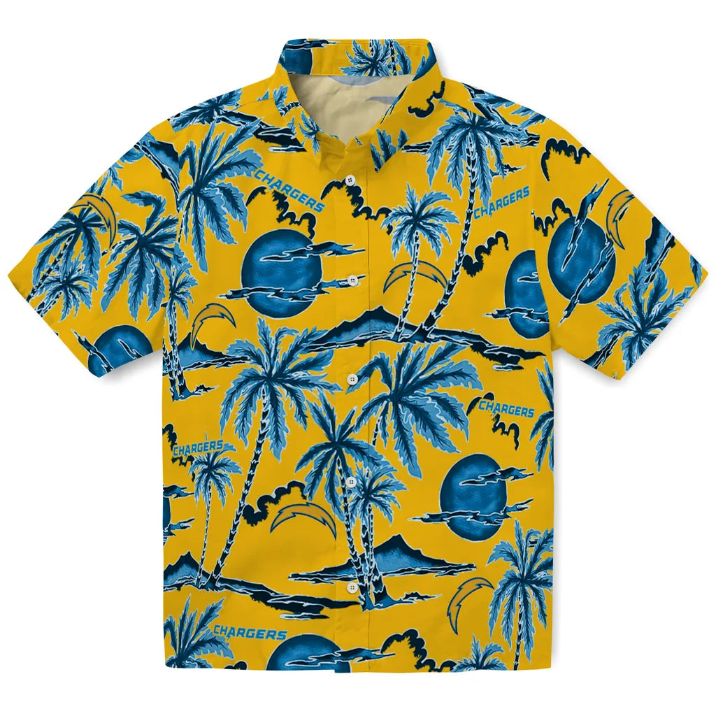 Los Angeles Chargers Hawaiian Shirt - Palm Sunset | Moonbestprint